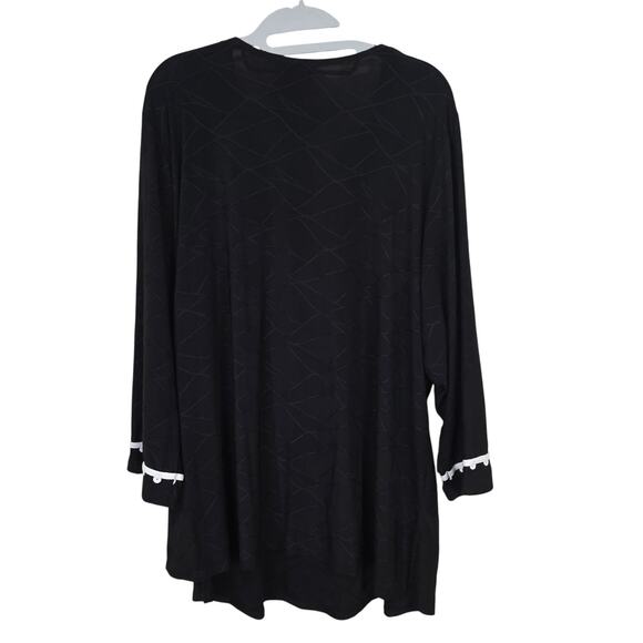 Women's Allison Daley Black Textured V-Neck 3/4 Sleeve Blouse | Size 3X - Picture 2 of 10